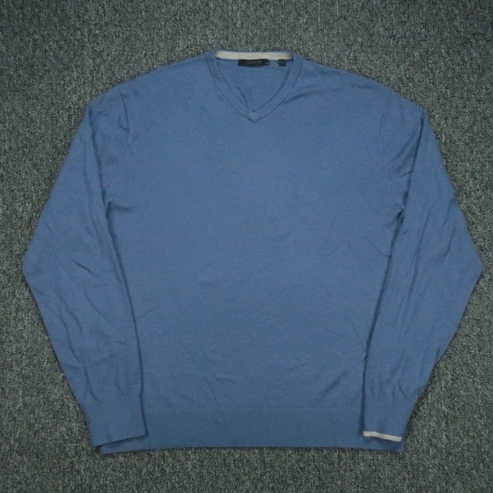 Greyson Sweater Mens Large Blue Cheyenne V Neck Merino Wool Long Sleeve Pullover